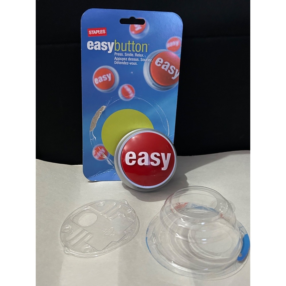 STAPLES EASY BUTTON THAT WAS TALKING OFFICE GIFT COLLECTOR ITEM ENGLISH RED A6